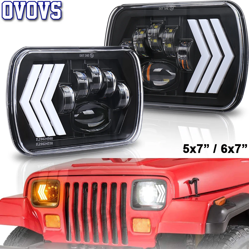 2 шт. светодиодные квадратные фары 7x6 5x7 дюймов | Автомобили и мотоциклы