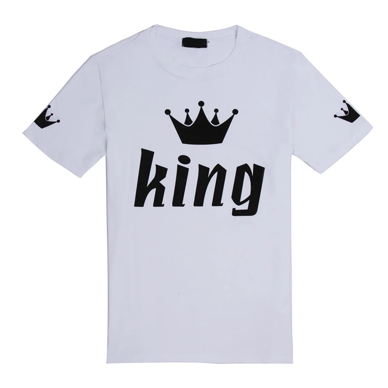 

Sexy Casual Letter Women Clothes King Queen Crown Print Couples Men and Women Short Sleeve T-Shirt Fashion New Style