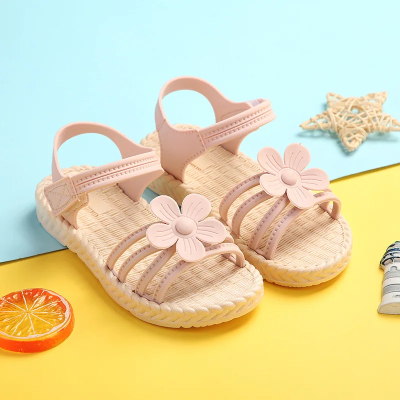 Летние детские сандалии новинка Детская Цветочная мягкая подошва для маленьких