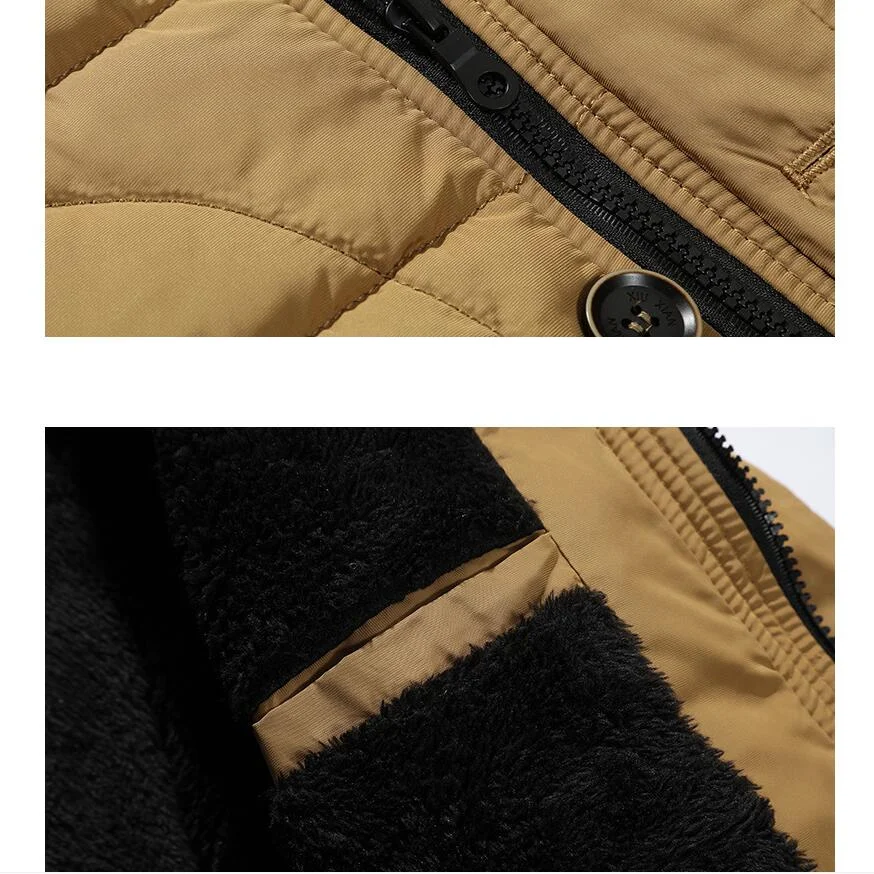 Мужская теплая куртка с капюшоном зимняя парка на пуху шерстяная верхняя одежда