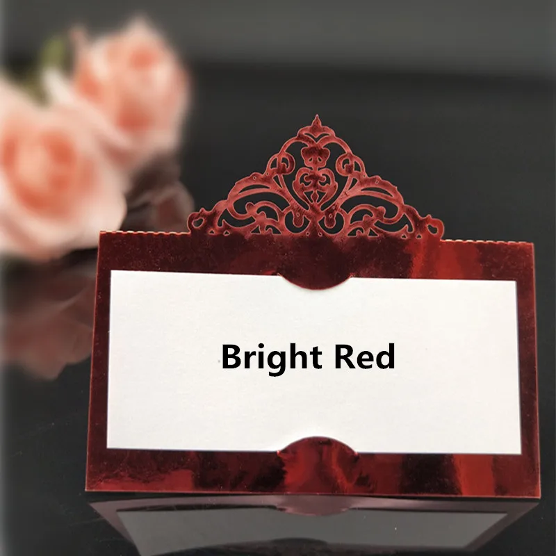 bright red 100 шт лазерная резка Место карточка сопровождения имя место сиденье карты свадебные принадлежности настольные карты для вечерние украшения стола 6zSH873 - Цвет: bright red