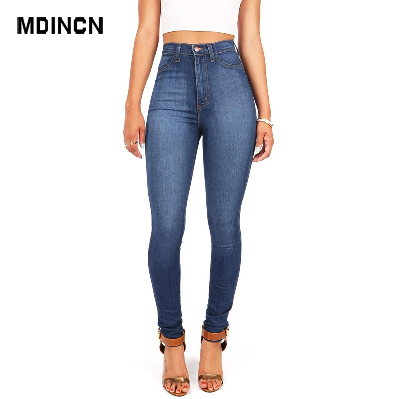 MDINCN женские джинсы из эластичной ткани однотонная цветная джинсовая ткань