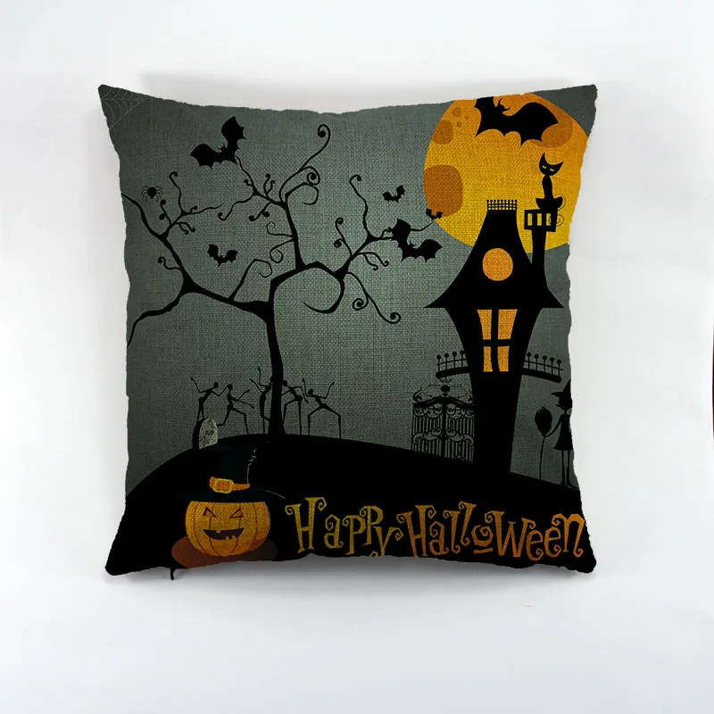

happy halloween Design Liene Cushion Cover Kitty With Hat pattern Pillowcase For Sofa Comfortabele Throw Cushion Cover