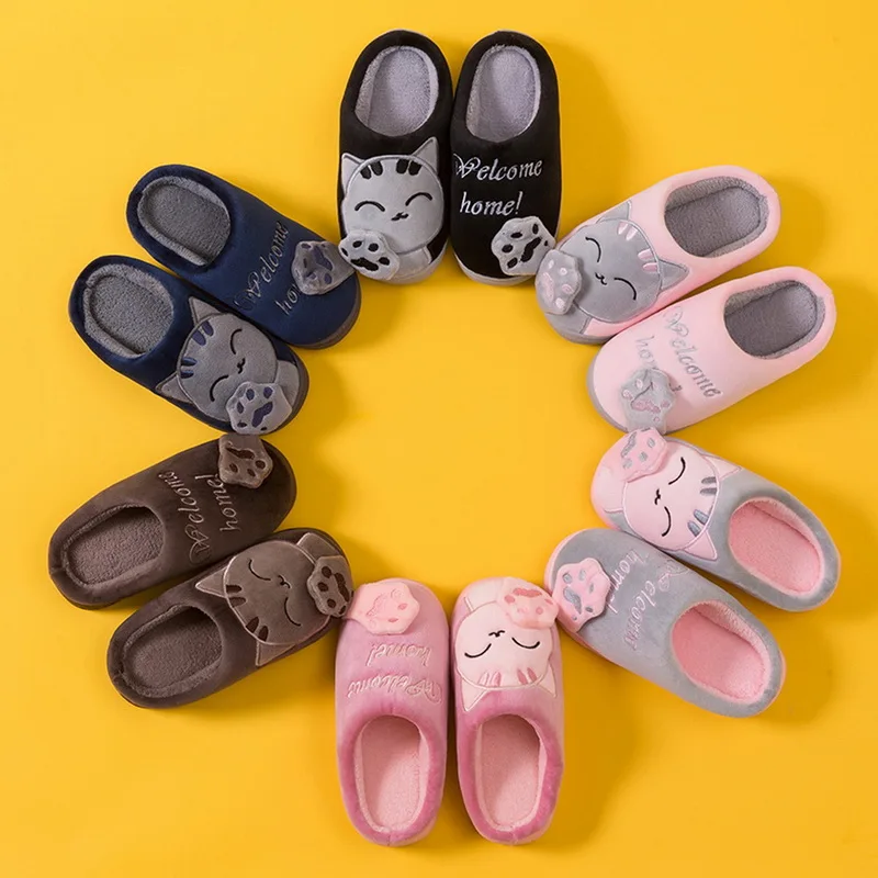 

New Children's Slippers For kids Baby Infant Winter Slippers Animal Cat Plush Slippers For Toddler Girls Boys Warm Home Indoor
