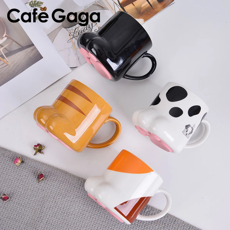 Cute Cat Paw Mug Coffee Mug Cartoon 3D Cat Claw Ceramic Drinkware with Lid Milk Breakfast Oatmeal Cup Birthday Christmas Gifts