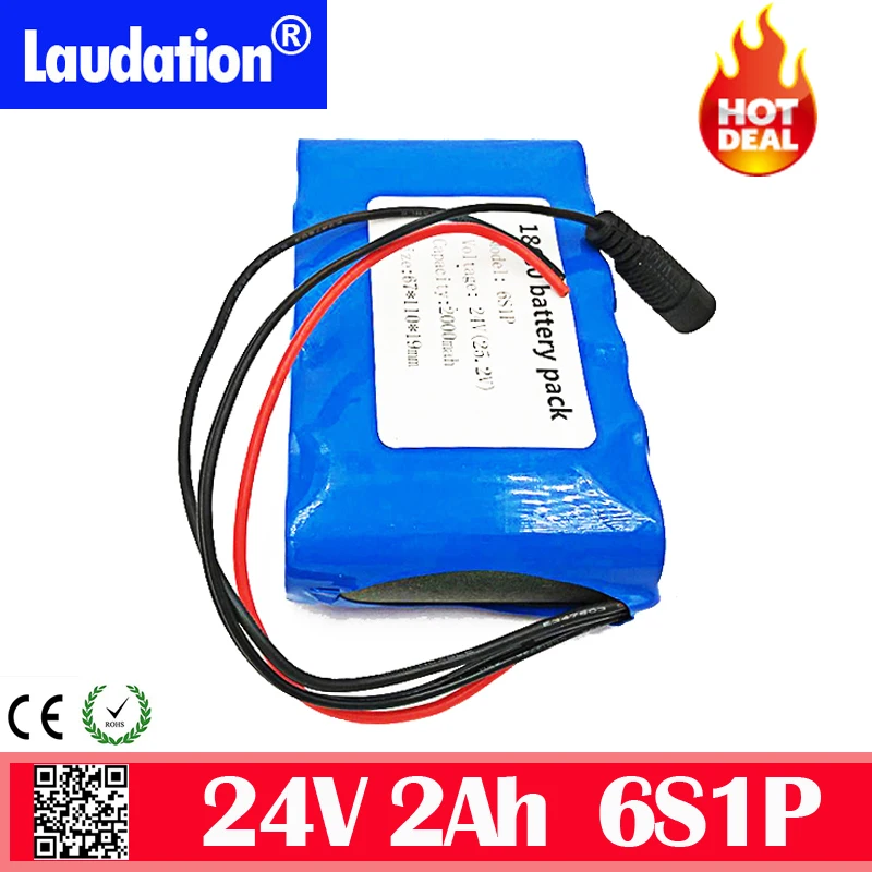 24v Батарея 6S1P 18650 Батарея батарея постоянного тока 24V 25,2 V 2000 мА/ч, 24V Перезаряжаемые Батарея для небольшой мотор электрического двигателя/Светодиодные ленты защиты