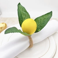 4pcs simulation lemon plant napkin ring fruit meal buckle hotel model room napkin ring