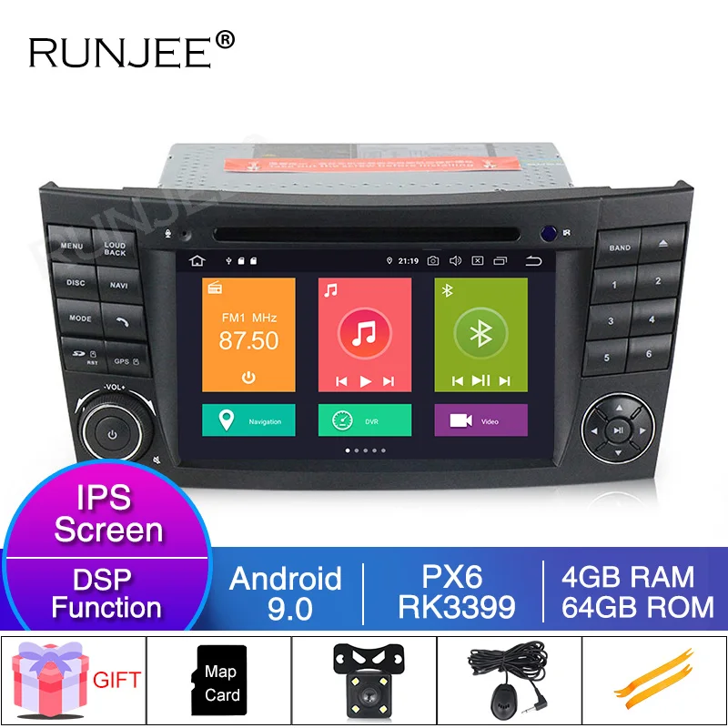 RUNJEE 2 din ips DSP RK3399 Автомобильный мультимедийный плеер для Mercedes/Benz/e