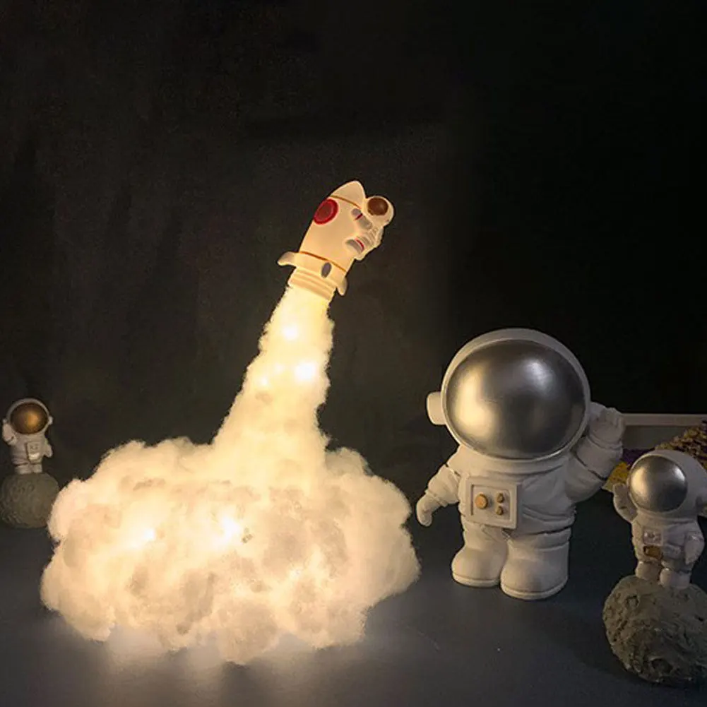 

Rocket Night Lamp Astronaut Cloud Lamp Desktop Ornaments for Home Office Kids Birthday Gifts Decoration Usb Table Lamp