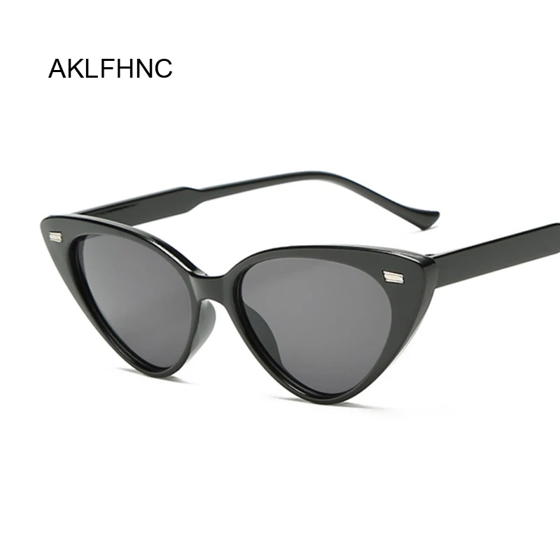 

Солнцезащитные очки «кошачий глаз» женские, Модные Винтажные зеркальные солнечные очки из пластика, в стиле ретро, черные, UV400