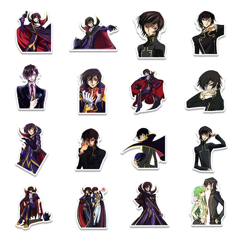 Lelouch-pegatinas de anime para ordenador port&aacute;til, pegatinas de c&oacute;digo Geass para Moto, monopat&iacute;n, equipaje, refrigerador, port&aacute;til, tel&eacute;fono, juguete, 10/50 Uds.-3