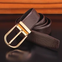 high quality black belt pin buckle designer belt men full grain leather fashion genuine luxury brand tight ceintur