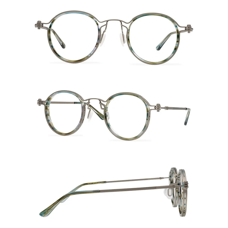 Belight Optical Design Men Acetate With Titanium Retro Vintage Prescription Eyeglasses Spectacle Frame Eyewear TAVAT sc031