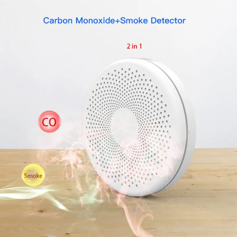 

Датчик дыма Tuya 2 в 1, ультратонкий детектор угарного газа с Wi-Fi, пожарная сигнализация, высокая чувствительность, для домашней безопасности