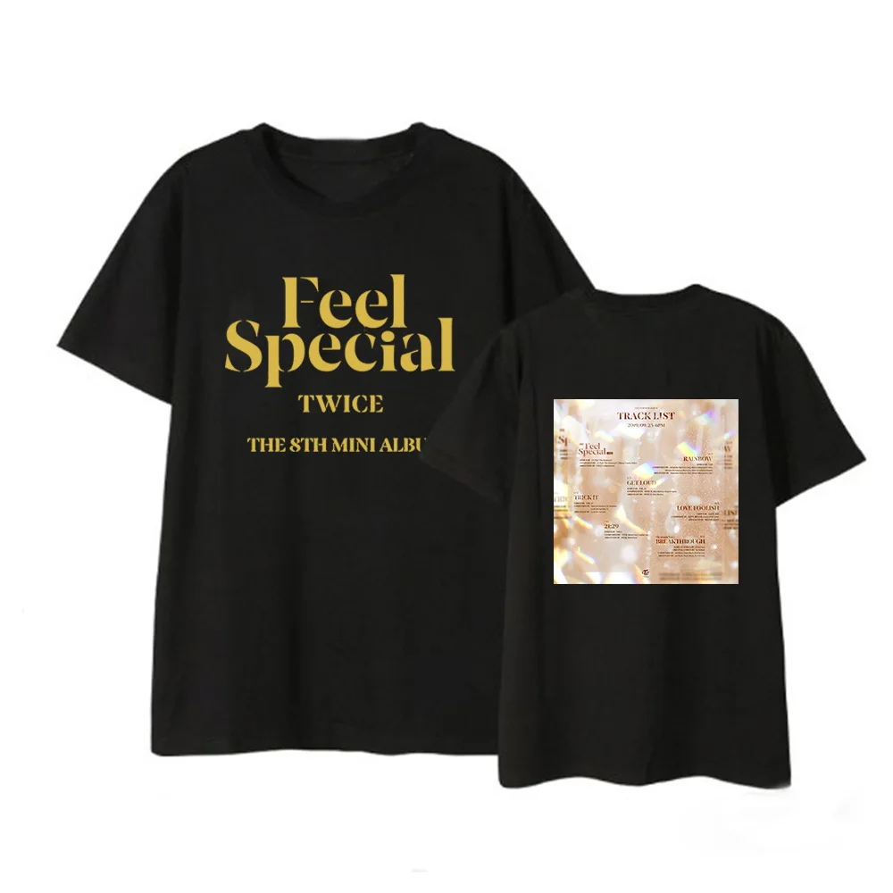 Kpop TWICE FEEL SPECIAL The 8th Mini Album Shirt Повседневная Свободная одежда в стиле хип-хоп футболка Топы с короткими рукавами футболка DX1219