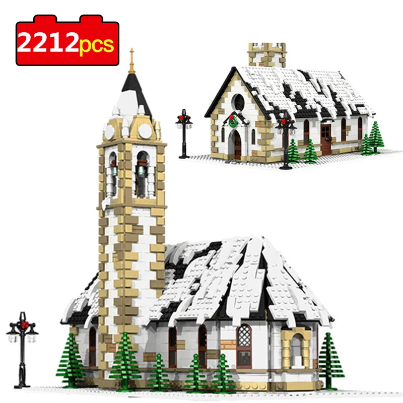 

2212 шт. рождественской деревни Зимний коттедж церковная архитектура строительные блоки город здания кирпичи городских домов, игрушки для де...