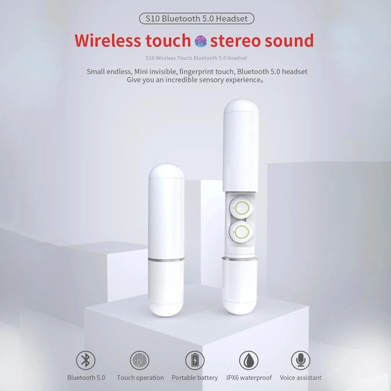 Беспроводные TWS-Наушники Mini S10 с поддержкой Bluetooth 5 0 и сенсорным управлением
