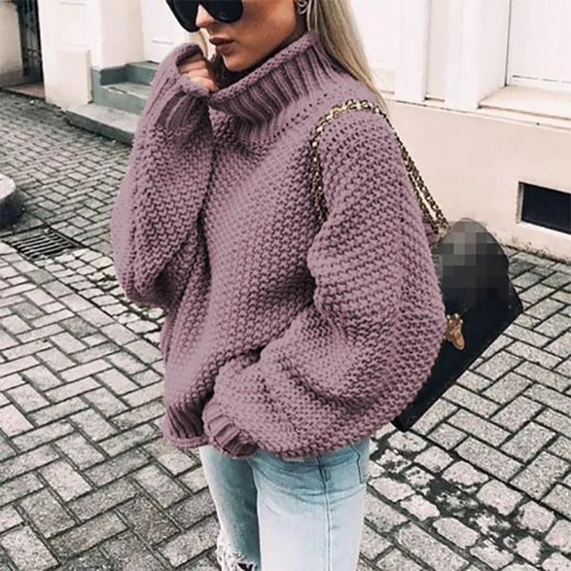 

Bat Long Sleeve Winter Sweater Women Pullover 2020 Autumn Solid Turtleneck Woman Sweaters Women Invierno