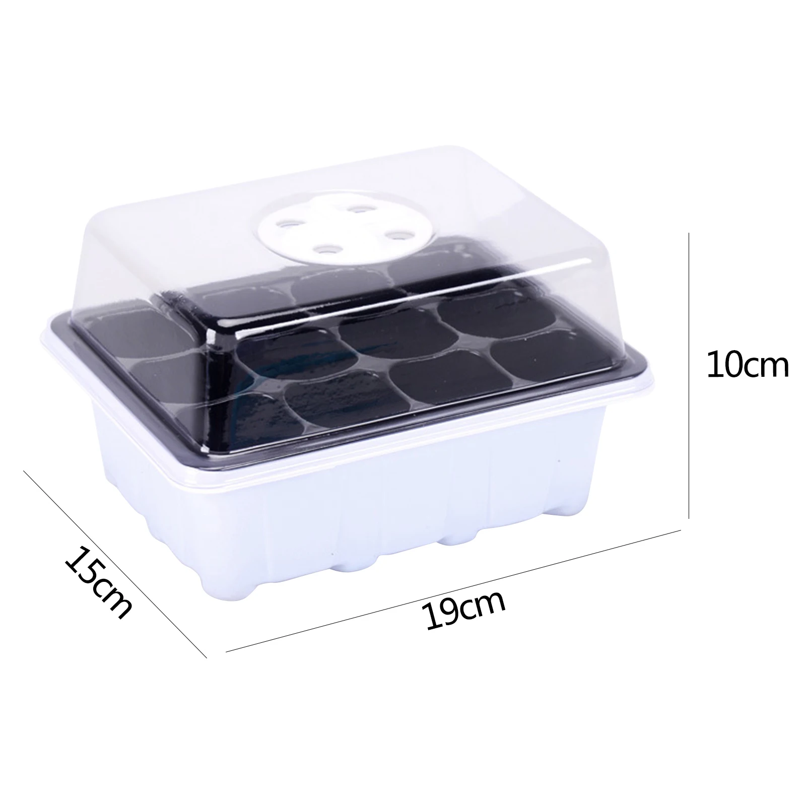 

10 pack Seed Starter Trays Nursery Pots Seedling Tray Humidity Adjustable Switch Garden Decor Accessories 12 Cells Per Tray