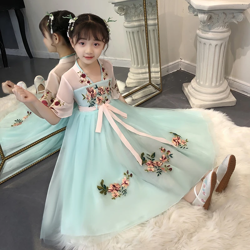 H2494 классическое сказочное платье ханьфу для девочек в китайском стиле летние