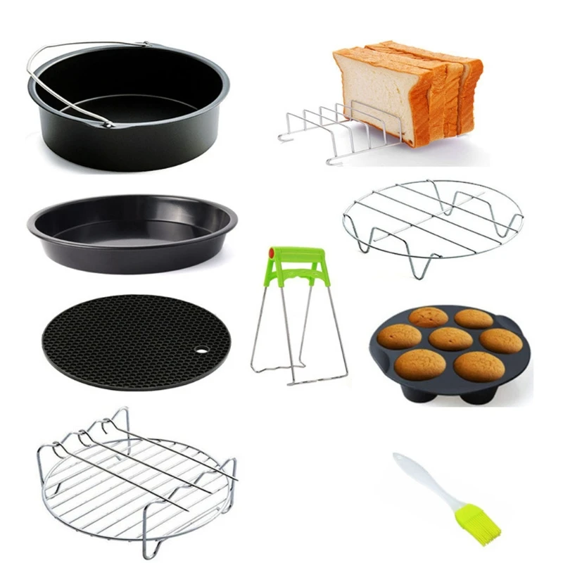 

6-8 Inch Air Fryer Accessories Mini Tools for DIY Cookies Bread Family BBQ N0PF