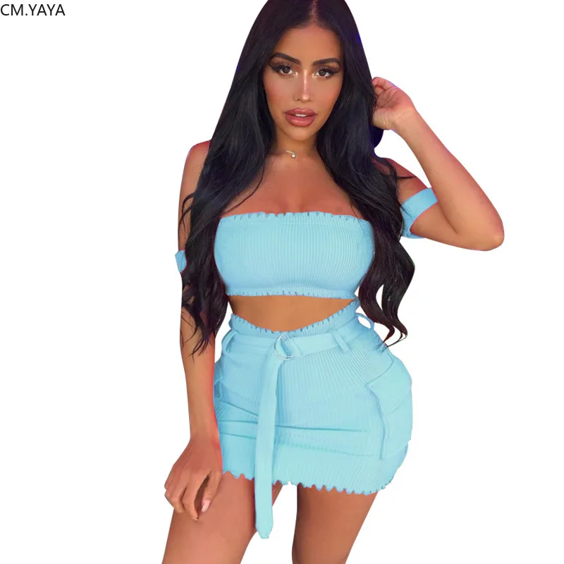 Женский осенне зимний комплект из двух предметов укороченный Топ без бретелек с