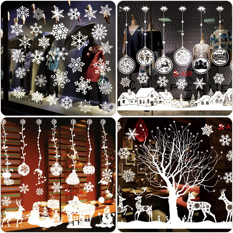 

2021 Merry Christmas Decorations For Home Santa Claus Deer Wall Window Stickers Gift Navidad Xmas Home Ornaments New Year Decor
