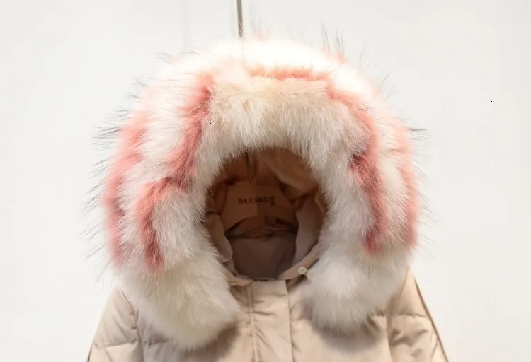 2019 white duck down jacket female long section winter new fox big fur collar waist thin |