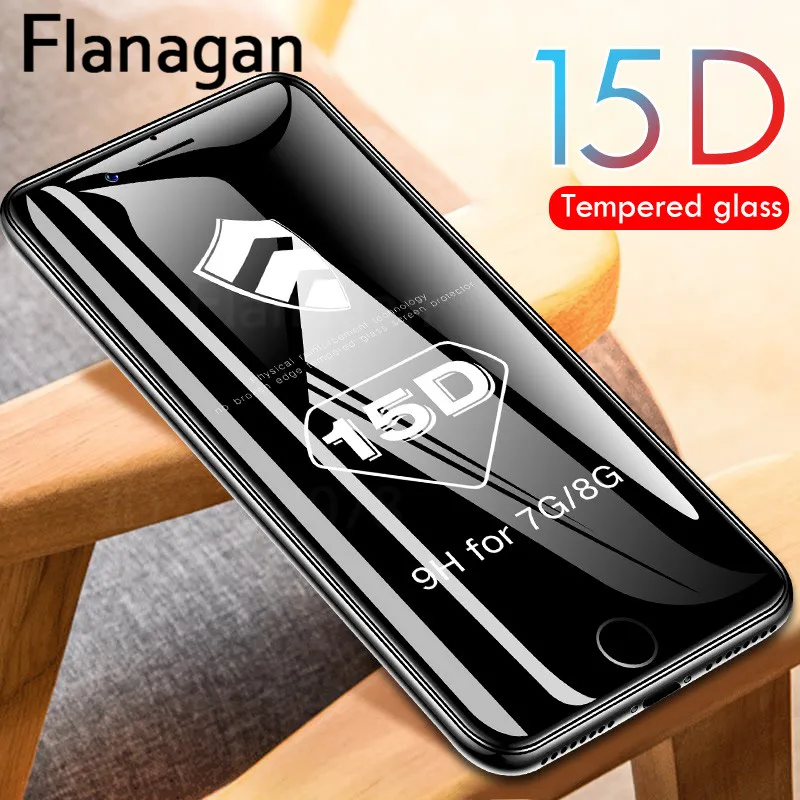 

15D Protective Glass on the For iPhone 6 6s 7 8 plus XR X XS glass full cover iPhone 11 Pro Max Screen Protector Tempered Glass