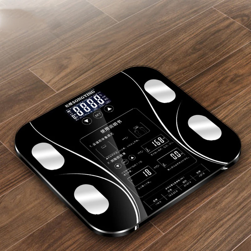 Black Smart Body Fat Scale lcd цифровой беспроводной телефон получить ИМТ монитор веса анализатор здоровья фитнес похудение инструменты весы - Цвет: Black