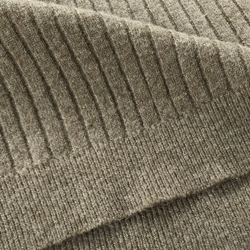 

Autumn and Winter Long-sleeved All-match Hooded Collar Casual Gray and Black Warm Knitted Loose Dress for Women