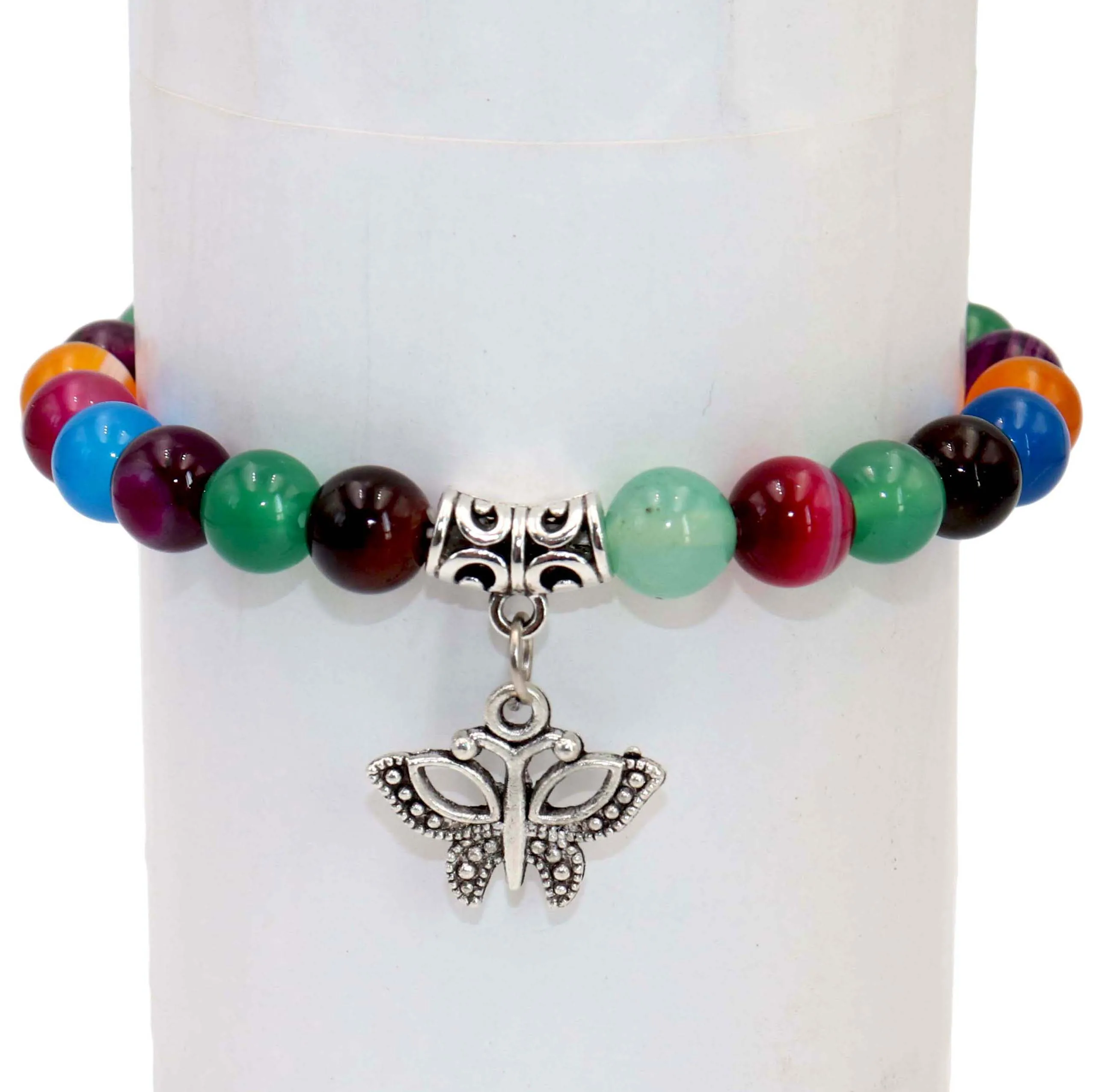 Natural Stone Beads Butterfly Lapis Lazuli Tiger Eye Agates Mala Beads Bracelets Bangles For Women Men Yoga Bracelet Femme