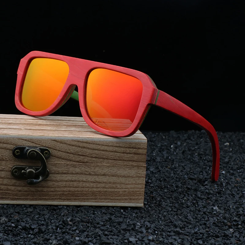 

Retro Natural Skateboard Wood Sun Glasses Luxury Fashion Bamboo Polarized очки lunette de soleil femme