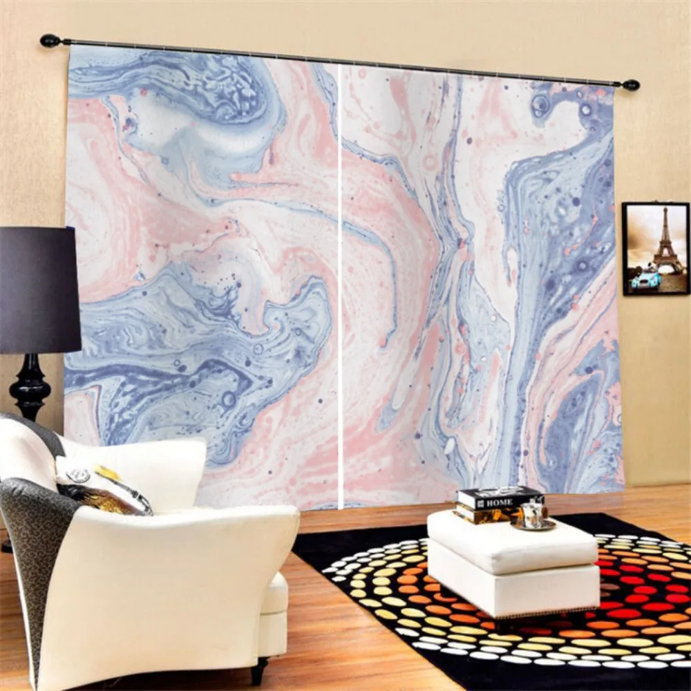 3D печать занавески на окна натуральный мрамор узор полиэстер затемненные s