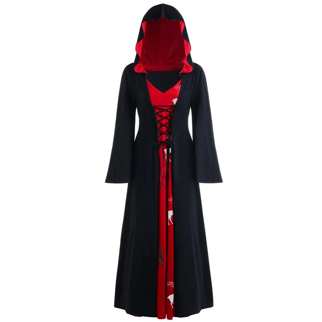 Готическая пятнистая накидка Wicca Robe Witch Larp женские костюмы на Хэллоуин вечеринку