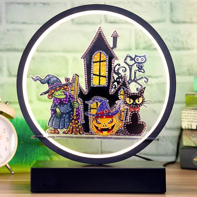 

Diamond Painting LED Lamp Light Mandala 5D Diamond Embroidery Landscape Acrylic DIY Diamond Christmas Halloween Gift