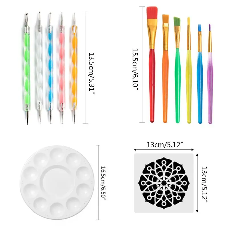 

40pcs Mandala Dotted Tools Set for Painting Rock Stone Drawing Stencil Brush Point Pen Palette Dotting Tool Kit C26