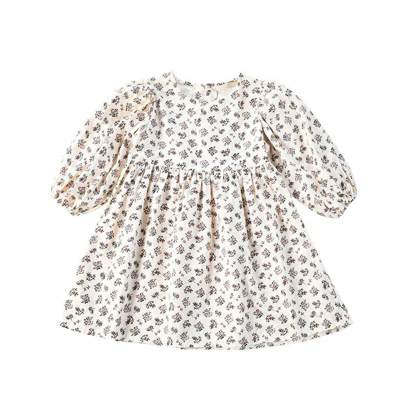 

2020 Autumn New Dress Parent Child Dress Mother and Daughter Round Neck Flower Long Sleeve Dress Mommy and Me Clothes