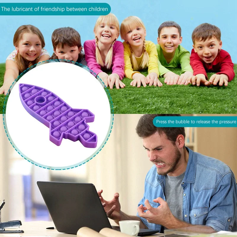 

Children Silicone Rocket Interactive Toys Thinking Educational Push Bubble Toys Depression Relief For Kids Adult