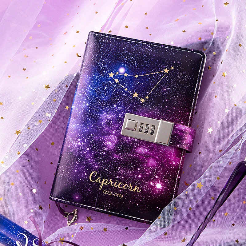 B6 блокнот ежедневник органайзер журналы Kawaii Twelve Constellations фиолетовый кожаный