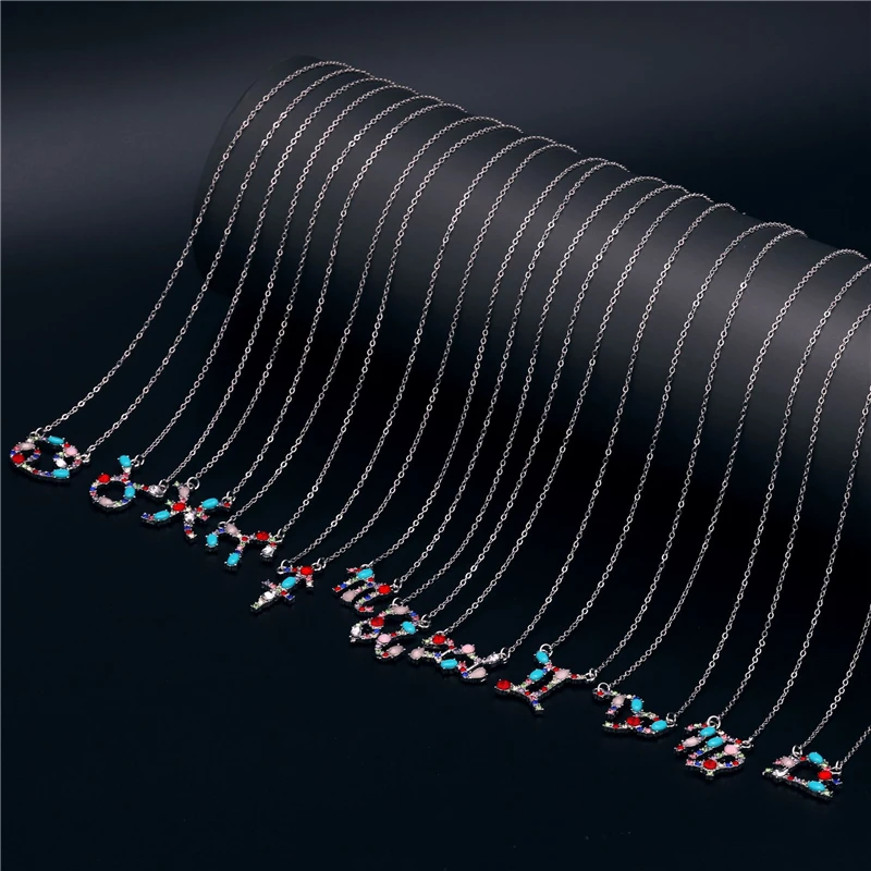 Ожерелье с кулоном в виде созвездия 12 кристаллов женское серебряное покрытие