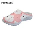 Шлепанцы женские летние INSTANTARTS, дышащие, с рисунком кота, на плоской подошве, пляжные, 2020