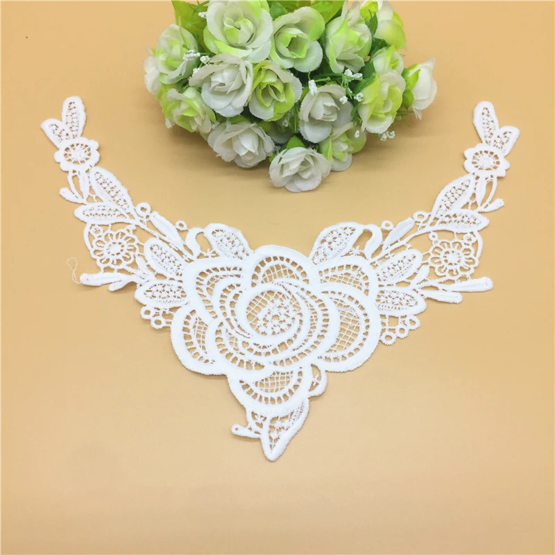 LH25 (18 x 25cm) 1 шт. белый кружевной тканевый воротник винтажный вырез вышитые планки кружева аппликационные швейные принадлежности аксессуары для свадебного платья - Цвет: LH25 (18 x 25cm)