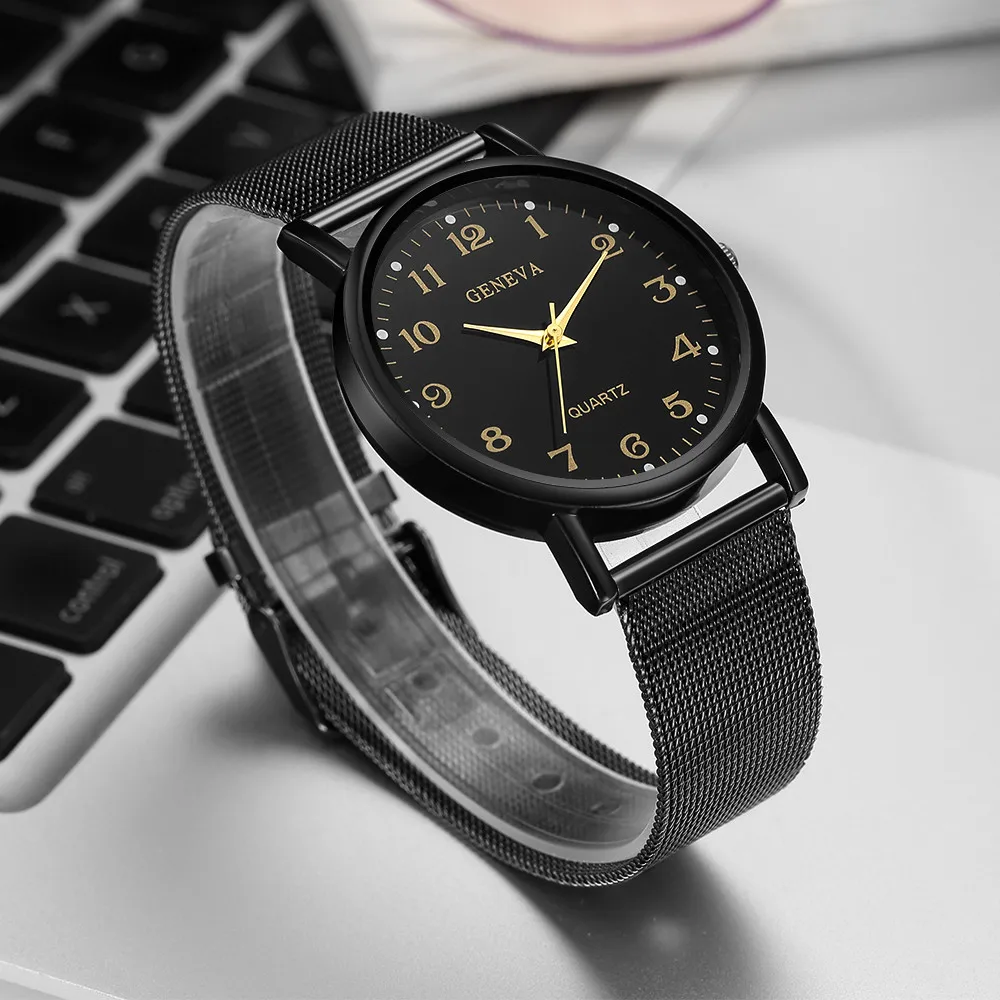 Женские наручные часы с сетчатым браслетом повседневные аналоговые кварцевые из