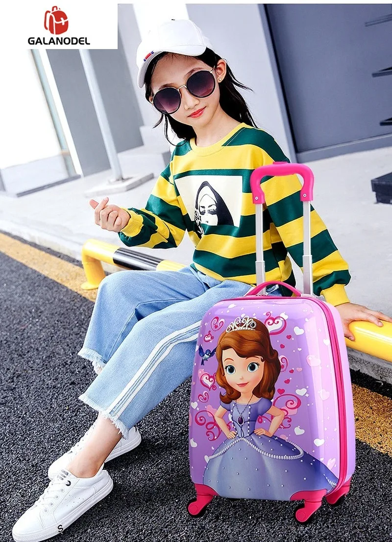 Children's Cartoon Suitcase Child Trolley Case Luggage Kids Schoolbags Travel Suitcase with Wheels 3D 18inch Case Kid's Toys Box