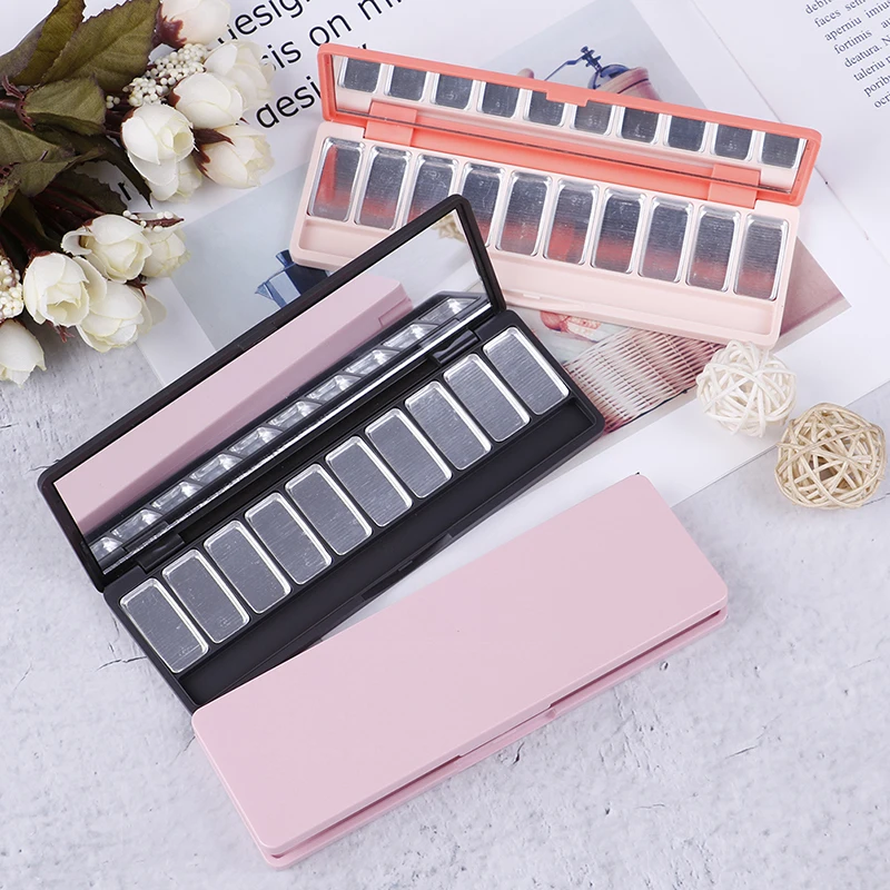 10 ячеек алюминиевая тарелка Пустая палитра тени для век румяна помада блеск губ
