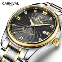 relogio masculino fashion rhinestone dial calendar luxury steel and leather watch automatic men clock men mechanical watches new