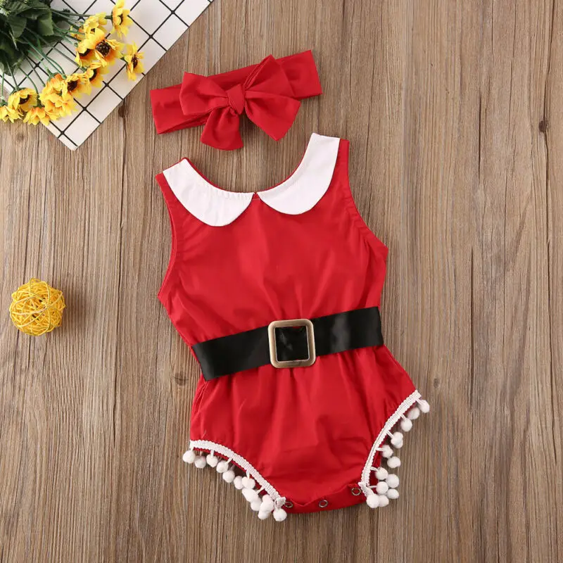 Рождественские боди принцессы без рукавов с кисточками для маленьких девочек