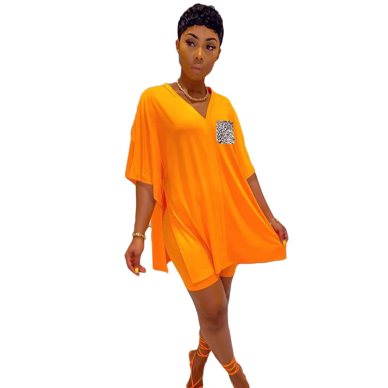 

Autumn Lounge Wear Two Piece Set Women V Neck T Shirt Tops Biker Shorts Set Streetwear Casual Matching Sets for Women Clothes