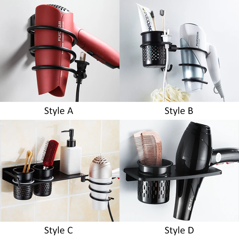 Многофункциональный держатель для фена ванной настенная стойка алюминиевый